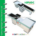 aluminium alloy strip fast checkout counter with smooth conveyor belt